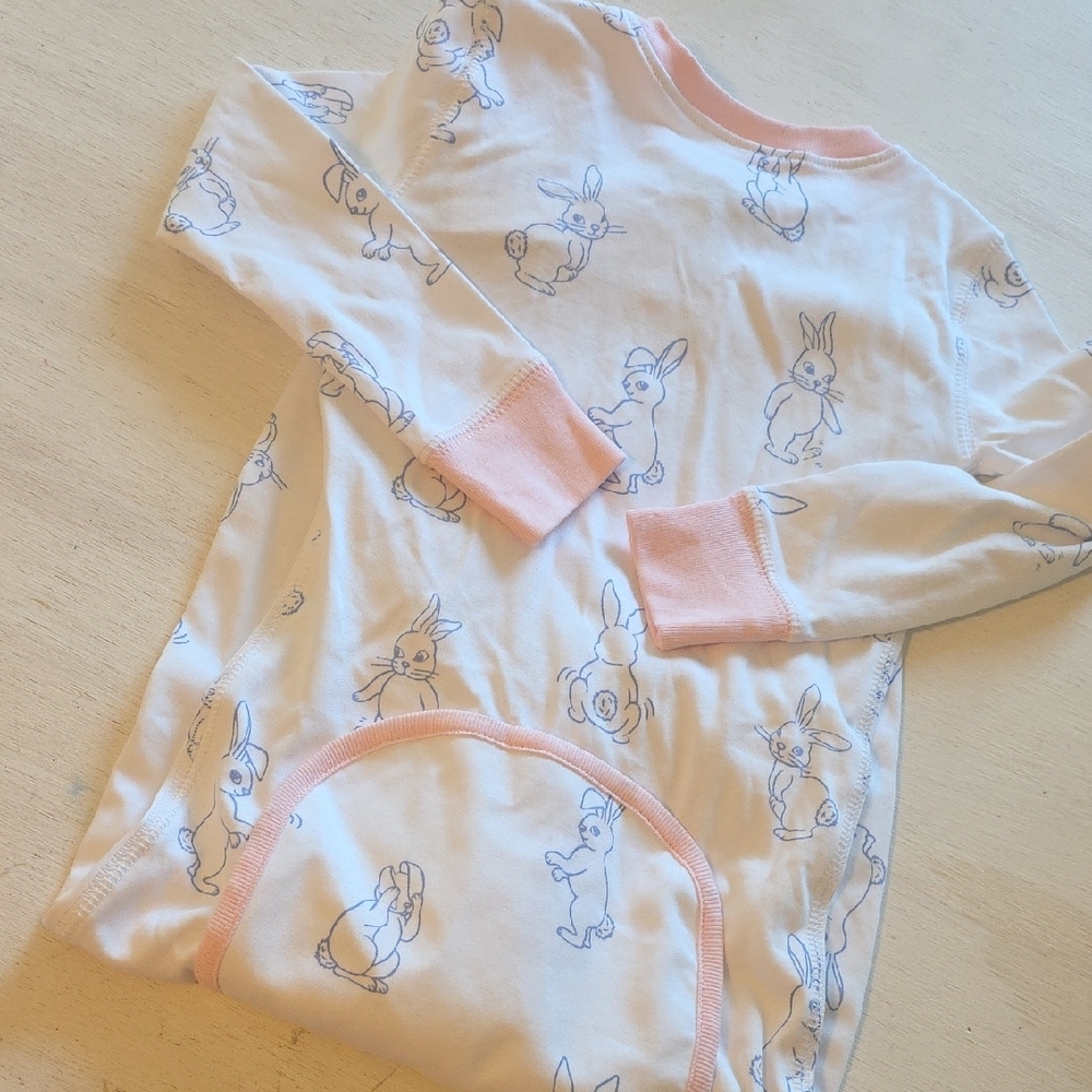 The‎ Beaufort Bonnet Company White and Pink Bunny Pajama Set - Picture 2 of 2